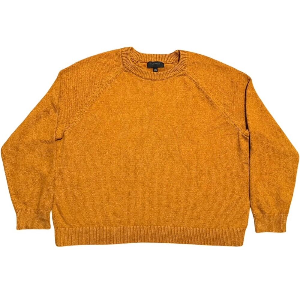 Banana Republic XXL Sweater Mens Gold Ochre Crew Neck Long Sleeve Cotton Blend